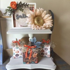 Set of 3 wood block pumpkins for Fall